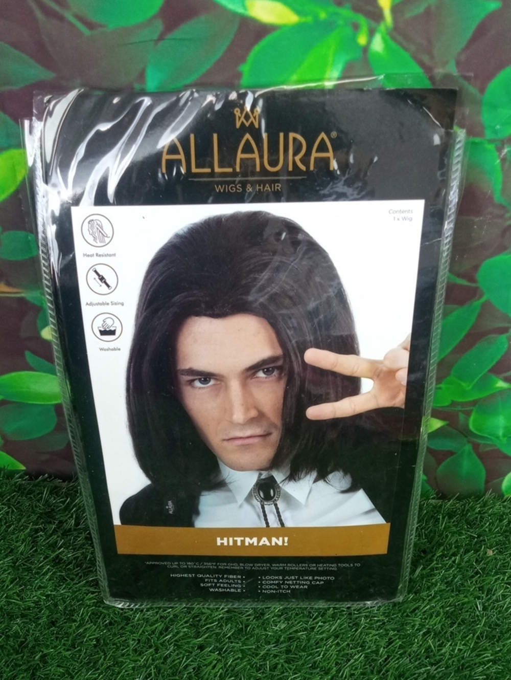 👻 Hitman! Men's Dark Brown Costume Wig - Picture 1 of 5